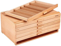 KINGART 723N Wood 6-Drawer Artist SUPPLY STORAGE BOX, 15-3/4” W x 10” D x 6-1/2” H, Natural Finish, Storage for Art Materials including Paint Tubes, Pastels, Pencils, Markers, Brushes and more
