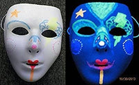 Pintura UV reactiva de 6 colores que brilla en la oscuridad, brillante, fluorescente brillante de 1/2 oz con llavero UV
