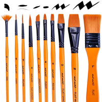 Mont Marte Juego de pinceles de pintura para pintura, 10 tipos de pinceles para clases, niños, artistas, pinceles de arte para pintura acrílica