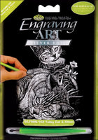 Plata Foil Grabado Art Mini Kit 5"x7" -tabby Cat & kitten - Arteztik