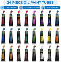 Keff Creations Juego de pintura al óleo | Set de pintura incluye muchos suministros de arte – caballete de mesa, lienzo estirado, pinceles de pintura, paleta de pintura, gran kit de aceite para principiantes o profesionales