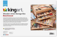 KINGART 723N Wood 6-Drawer Artist SUPPLY STORAGE BOX, 15-3/4” W x 10” D x 6-1/2” H, Natural Finish, Storage for Art Materials including Paint Tubes, Pastels, Pencils, Markers, Brushes and more
