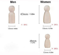 35 piezas de muñecas de madera sin terminar, pequeños cuerpos de muñeca de madera, muñeca de madera de la familia para manualidades - Arteztik
