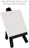 Creative Mark - Mini lienzo estirado blanco y caballete de madera natural para pinturas pequeñas, 3.0 x 3.0 in, 20 unidades, perfecto para pintar o exhibir manualidades de pequeña escala - Arteztik
