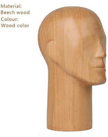 DE-LIANG maniquí de cabeza de madera para hacer sombreros, modelos de cabeza masculina para gafas, auriculares, visualización de madera de haya, color madera natural - Arteztik

