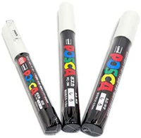 Uni POSCA Blanco = 3 tamaños de punto diferentes por paquete: PC-1M (0.028 in), 3M (0,9 ~ 0.051 in), 5M (1,8 ~ 0.098 in) - Arteztik
