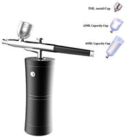 FATUXZ Portable Makeup Airbrush Set with Mini Air Compressor Ink Cup Spray Pen for Tattoo Nail Art Face Paint Cake Deraction Coloring Model(5ML,20ML,40ML Capacity Cup,Pink) - Arteztik
