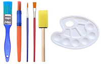 Juego de 31 pinceles para niños de aprendizaje temprano con esponja para dibujar pintura para manualidades y manualidades para niños pequeños, varios diseños, pinceles de espuma de pintura, delantal impermeable para pintura artística con bolsillo - Arteztik
