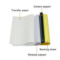 50 piezas de papel de transferencia de tatuaje con 5 piezas de papel de rastro de tatuaje con 5 piezas para tatuaje a la piel, tamaño A4 - Arteztik
