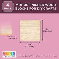 Bright Creations bloques de madera sin terminar para manualidades, bloque de letreros, juegos para niños (7 x 7 in, 4 unidades) - Arteztik
