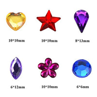 JPSOR paquete de 600 gemas planas de acrílico vidriante para decoración, 6 formas, de 6 a 13 mm, con pinzas y bolsa - Arteztik
