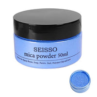 SEISSO Lake Blue Mica Powder, 50g/1.8oz Bottled Powder Pigments Colorful Natural Epoxy Resin Dye for Slime, Candle Soap Making, Bath Bomb Dyes, Cosmetic, DIY Crafts, Nail Arts - Arteztik
