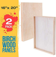 U.S. Art Supply - Tableros de madera de abedul, 16.0 x 20.0 in, base de 1.5 in de profundidad (paquete de 2) lienzos de pared de madera para artistas – Pintura de medios mixtos, acrílico, aceite, etc. - Arteztik
