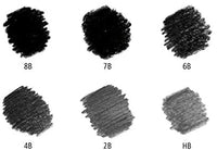 Staedtler Mars Lumograph negro, mezcla de carbono proporciona líneas de negro azabache y lápices de arte profesionales, lata de 6 lápices de dibujo negro surtidos, 100B G6 - Arteztik
