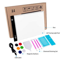 Caja de luz para rastrear la pintura de diamantes, tamaño A4 portátil de luz LED, alimentación USB, brillo regulable para malas hierbas de vinilo, dibujo de arte, bocetos, animación - Arteztik
