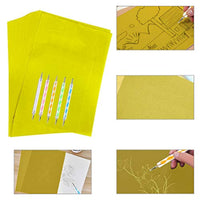 50 hojas de papel de transferencia de carbono con 5 lápices para repujado, papel de calco de carbono para lienzo, papel, madera, bricolaje, carpintería, pintura a mano (8.3 x 11.8 in) - Arteztik
