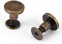 Paquete de 20 juegos remaches de uñas de tornillos de cabeza plana botón Stud, bronce Leathercraft de latón, bricolaje decoración de zapatos de Craft de metal remaches para cinturón bolsa de correa de piel, 8mm - Arteztik
