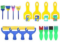 Juego de 31 pinceles para niños de aprendizaje temprano con esponja para dibujar pintura para manualidades y manualidades para niños pequeños, varios diseños, pinceles de espuma de pintura, delantal impermeable para pintura artística con bolsillo - Arteztik
