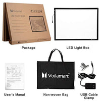 Voilamart - Cuadro de luz LED A2 para cuadro de luz con panel de iluminación, brillo regulable con clip de papel, 2 cables, para dibujo de manualidades, dibujo, plantilla de dibujo - Arteztik
