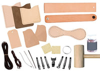 Real de piel Basic Craft Starter Kit – Herramientas básicas y piel para hacer una bolsa de Key Fob, etiqueta, Muñequera, teléfono celular y tarjeta de manga - Arteztik

