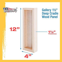 U.S. Art Supply - Tableros de madera de abedul para verter, 4 x 12 pulgadas, galería, 1 – 1/2 pulgadas de profundidad, cuna (paquete de 4) – Lienzo de pared de madera de profundidad de artista – Pintura para manualidades mixtas, acrílico, aceite, encausta - Arteztik
