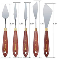 DerBlue Juego de 5 cuchillos de paleta de artista de acero inoxidable, espátula, paleta, cuchillo, rascador de mezcla, herramientas de arte delgadas y flexibles para pintura al óleo, mezcla acrílica, etc. - Arteztik

