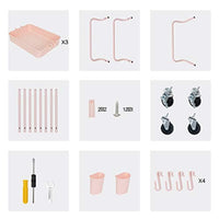 StorageWorks - Carro rodante de 3 niveles, organizador de almacenamiento con ruedas bloqueables para dormitorio, rosa, 16.7 pulgadas de largo x 14 pulgadas de ancho x 33.4 pulgadas de alto - Arteztik
