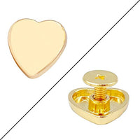 KuuGuu 30 piezas de metal pequeño de 0.66 pulgadas en forma de corazón con tachuelas de tuerca de tuerca de remaches, accesorios hechos a mano, de cuero, manualidades, tornillos para cinturón, ropa, bolso, bolso de mano, oro - Arteztik
