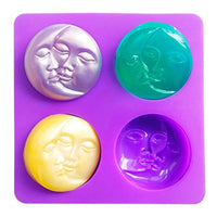 Molde de jabón de silicona para 4 cavidades Sun & Moon, molde de jabón de silicona para barra de loción casera, bombas de baño, arcilla polimérica, fabricación de resina DIY - Arteztik
