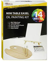 U.S. Art Supply - Juego de pintura al óleo con mini caballete de mesa, pinceles y paleta (14 piezas) - Arteztik

