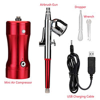 Snefe - Kit de aerógrafo, mini pistola compresora de aire, recargable, portátil, multiusos, pluma de aire con aguja de 0.012 in para maquillaje, tatuaje, decoración de uñas, coche, pintura, tarta, US, Rosado - Arteztik
