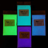 Paquete de variedad de polvos brillantes; 11 colores de polvo que brillan en la oscuridad; polvo de aluminio de estroncio encapsulado que brilla en la oscuridad; para resina, slime, esmalte de uñas, recubrimientos (4 paquetes de brillo neutro). - Arteztik
