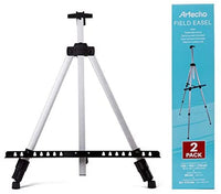 Artecho - caballete de caballete para artista, 2 unidades de caballete de metal para pintura, soporte de lona de 20.9 in a 65.4 in - Arteztik

