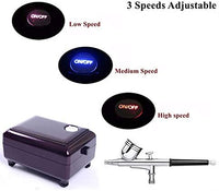 Youteo - Kit de aerógrafo de acción única con mini compresor de aire para decoración de tartas, maquillaje, diseño de uñas, tatuaje, pintura de modelos - Arteztik

