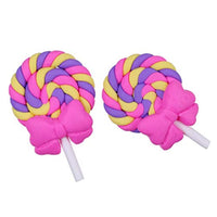 Kawaii Lolly Swirl Lollipop con lazo de arcilla de helado, conos de crema de hielo, espalda plana, joyería de cabujón para hacer manualidades, álbumes de recortes, adornos - Arteztik
