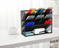 Wellerly Mesh Desk Organizer, Pencil Holder, Office Multi-Functional Desktop Organizer Collection - 9 Compartments with A Storage Rack - Markers Pen Holder for Office School Home Art Supply - Black - Arteztik
