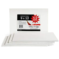 Paquete de 12 paneles de lienzo de 9 x 12 pulgadas de la marca Academy Art Supply - Arteztik
