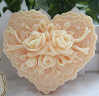 Silicona Jabón Art Clay Craft Molde forma de corazón delicado patrón floral - Arteztik
