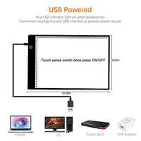 Dibujo LED Tracing Pad, A4 LED caja de luz Tracer Board con brillo ajustable USB Power para artistas, dibujo, dibujo, animación, pintura de diamantes, copia - Arteztik
