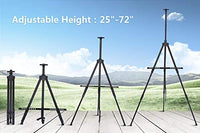 Ohuhu - Caballete para artistas, de 72 pulgadas, para exhibición, trípode de metal de aluminio, caballete de campo con bolsa para tabla/suelo/tablas abatibles, caballete de arte negro, altura ajustable de 25 a 72 pulgadas, suministros de arte escolar - Arteztik
