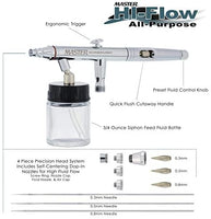 Master Airbrush s622-set Master S62 All-Purpose precisión dual-action sifón Feed Airbrush Pro Set con 3 conjuntos de boquilla - Arteztik
