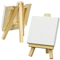 Set de caballetes de lona de 3 x 4 pulgadas de Fixsmith, paquete de 12 unidades, contiene 12 mini lienzos y 12 mini caballetes pequeños, lienzos en blanco estirados y caballetes de madera para pintar, manualidades, dibujo, decoración - Arteztik
