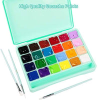 HIMI Gouache - Juego de 24 pinturas no tóxicas de colores vibrantes con paleta de pinceles, portátil para artistas, pintura sobre lienzo, papel de acuarela, pigmento rico, 1.0 fl oz/taza - Arteztik
