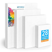 GOTIDEAL - Paneles de lona multicolor, 5 x 7 pulgadas, 8 x 10 pulgadas, 9 x 12 pulgadas, 11 x 14 pulgadas, juego de 28, blanco imprimado profesional, 100% algodón, tablas de lienzo para pintura, pintura acrílica, pintura al óleo en seco y mojado - Arteztik
