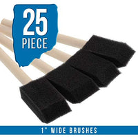 US Art Supply - Juego de pinceles de esponja de espuma para mango de madera, 25 unidades, ligero, duradero e ideal para acrílicos, manchas, barnices, manualidades, arte - Arteztik
