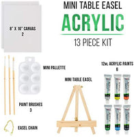 U.S. Art Supply - Juego de pintura al óleo con mini caballete de mesa, pinceles y paleta (14 piezas) - Arteztik
