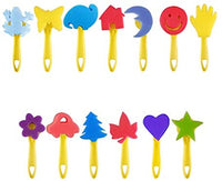 Juego de 31 pinceles para niños de aprendizaje temprano con esponja para dibujar pintura para manualidades y manualidades para niños pequeños, varios diseños, pinceles de espuma de pintura, delantal impermeable para pintura artística con bolsillo - Arteztik
