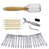 BANYOUR 20 unids cuero estampado herramienta cuero tallado trabajo silla hacer herramientas DIY cuero artesanía sellos conjunto DIY martillo cuchillo giratorio - Arteztik
