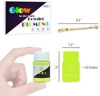 Polvo de pigmento que brilla en la oscuridad – Pigmento luminoso de resina epoxi en polvo para bricolaje Slime Kit – Seguro para la piel de larga duración, tinte de color que brilla por sí mismo para pintura acrílica, arte de uñas, pintura, manualidades – - Arteztik
