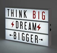 My Cinema Lightbox XL Carpa de luz con 200 letras rojas y negras, números, personajes más 140 símbolos, incluye adaptador de CC, montaje en pared, 17 x 12 pulgadas, caja de luz LED blanca para cine - Arteztik
